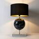 Architectural Stepped Lucite Lamp with Faux Marble Glass Sphere 1970s