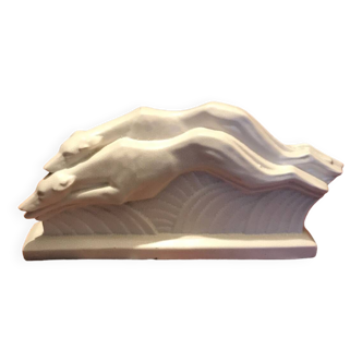 Cracked ceramic greyhound E. Siegl Manufacture Orchies Art Deco