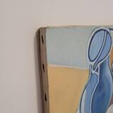 Old Painting Cubist Still Life With Apples And Bananas 20th Century