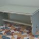 Bench patinated in green