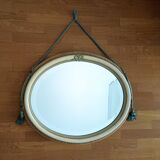 Art Deco period 1920s beveled oval mirror painted wood 58x48 cm