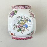 Ancien vase boule forme libre faïence de Longwy XIXe céramique fleurs