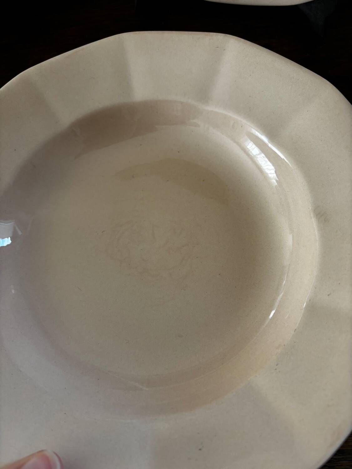 Vintage set of 8 powder pink soup plates Digoin Sarreguemines