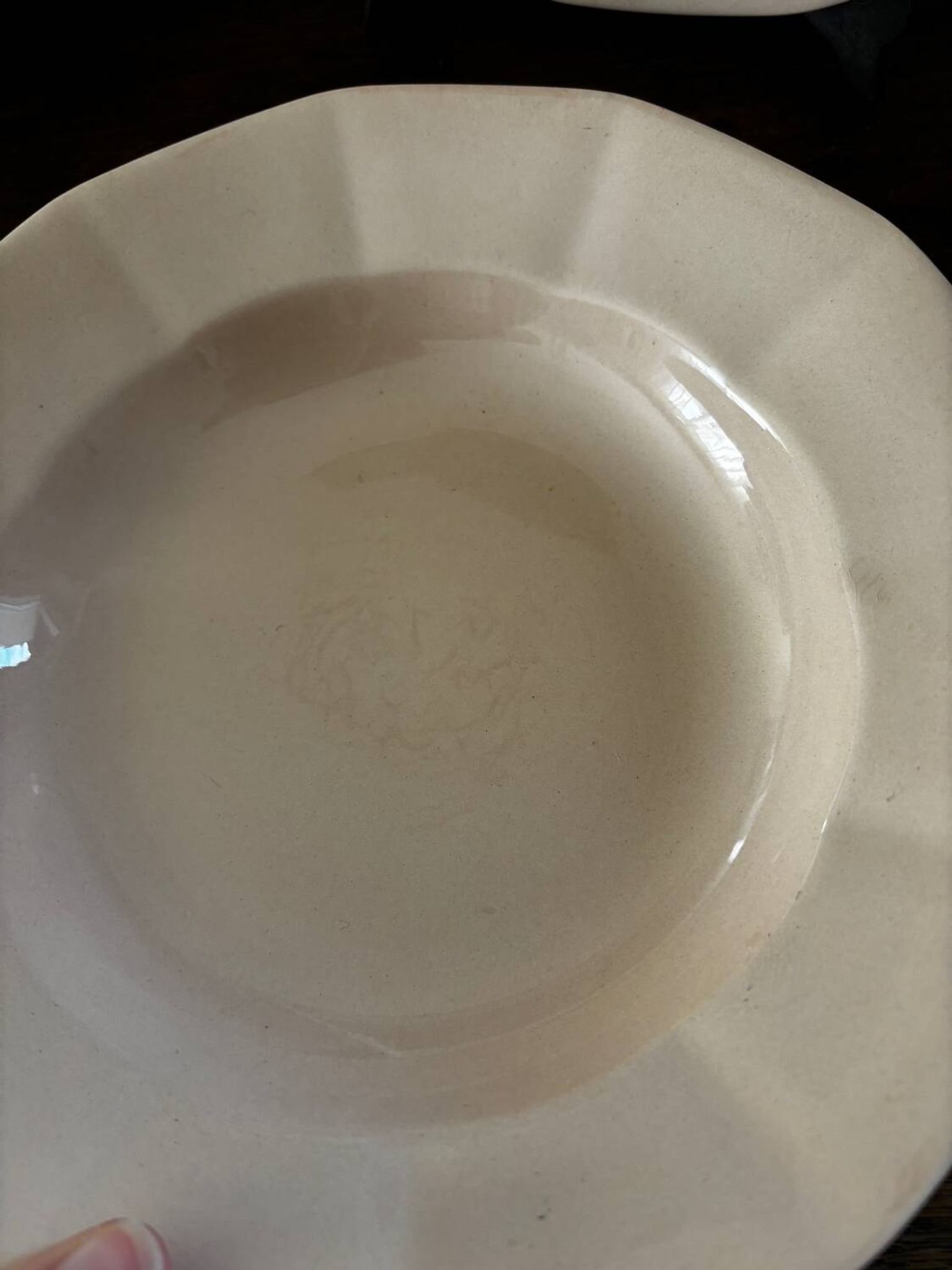 Vintage set of 8 powder pink soup plates Digoin Sarreguemines