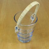 Seau à glace - Rotin et verre ondulé - Années 60