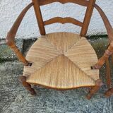 Pair of provencal straw armchairs in walnut