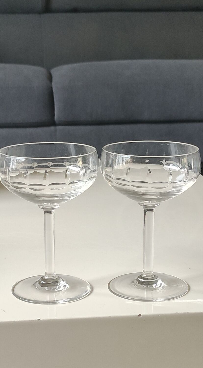 Lot of 6 x Champagne Coupes/Verreries Doyen. Art Deco. In half crystal.