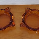 2 vintage luminarc amber star ashtrays from the 1970s