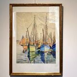 Old painting, Marine, signed and dated 1933