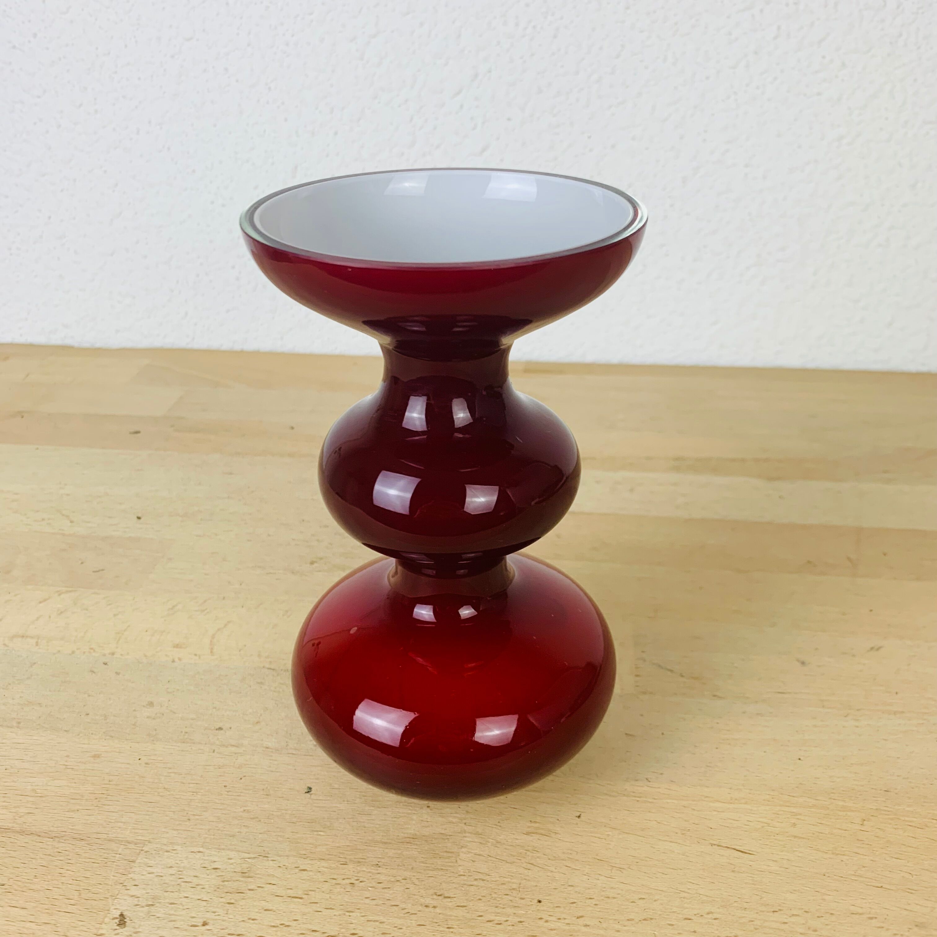 Holmegaard vase Scandinavian red and white glass