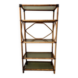 Rattan bookcase shelf - and glass - vintage