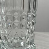 Diamond point molded thick glass vase.