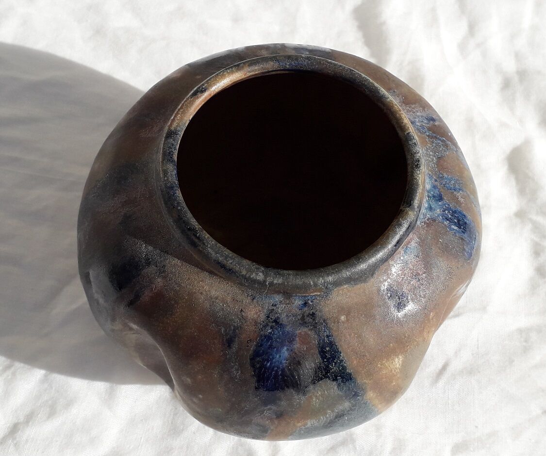 Signed stoneware ball vase