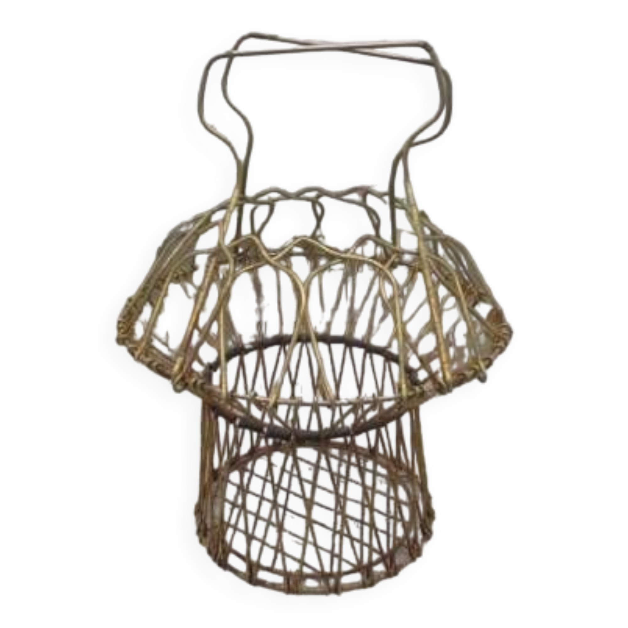 Panier ancien en métal doré
