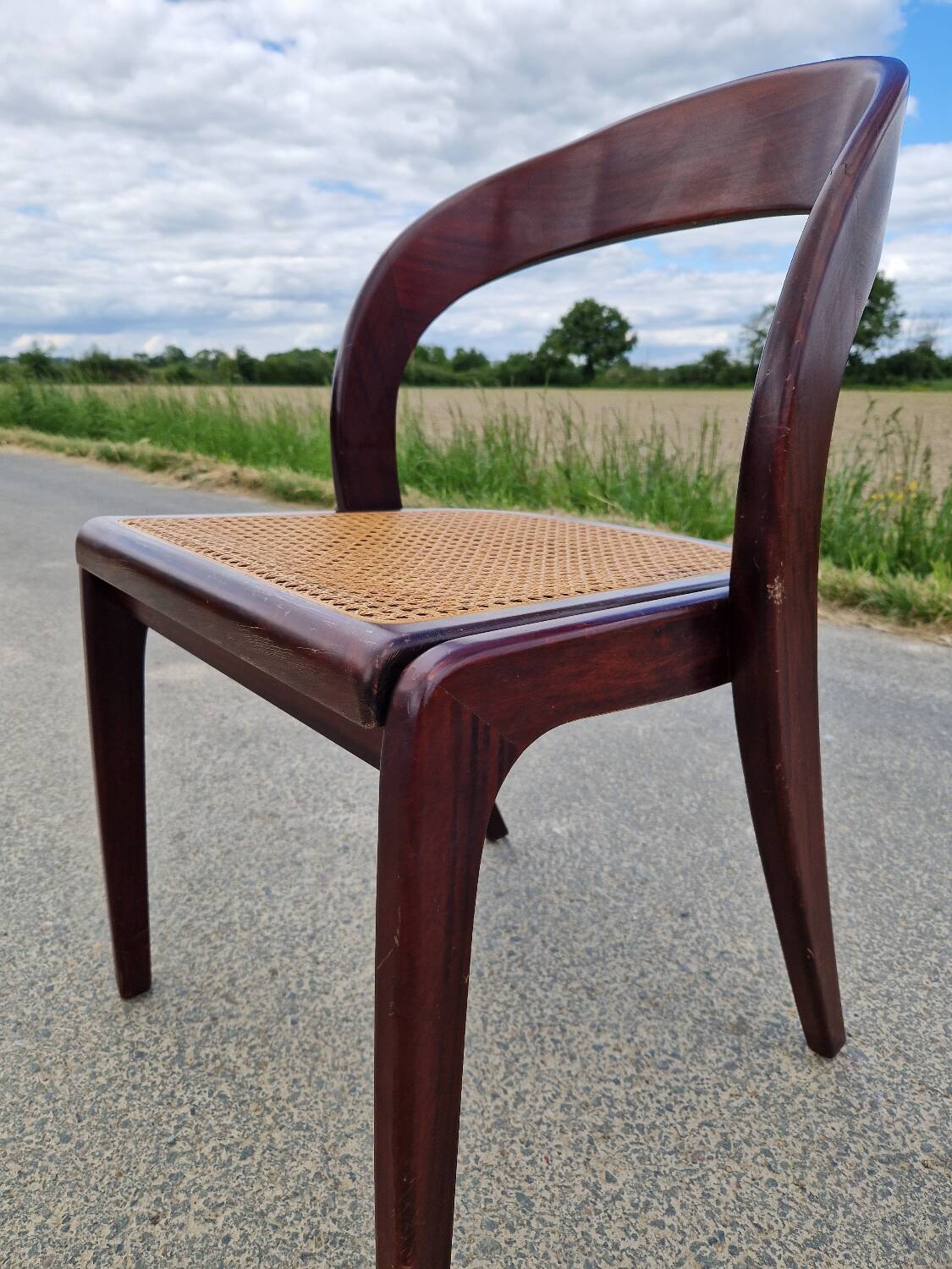 Baumann gondola chair in wood and cane