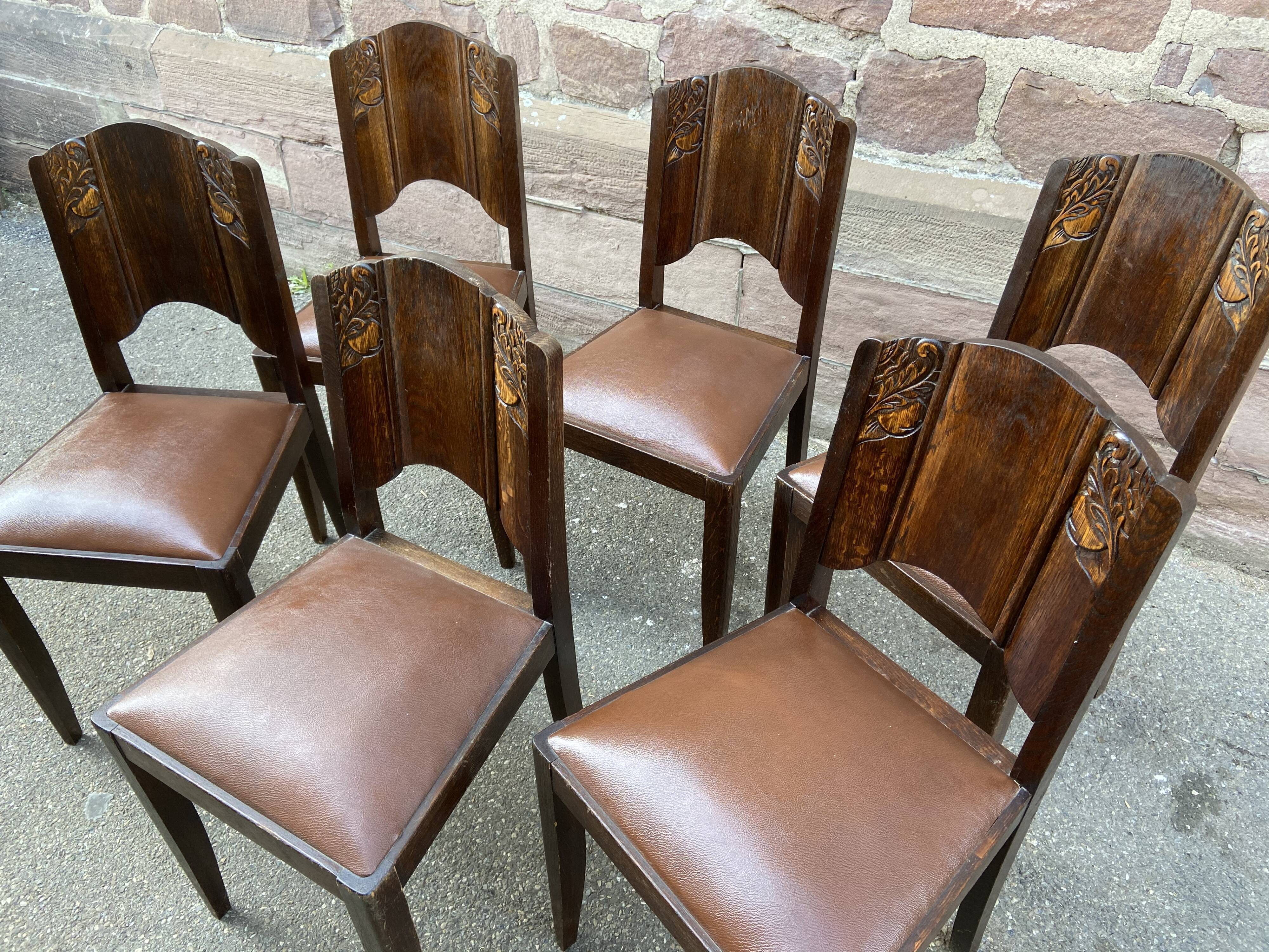 Suite de 6 chaises Art Deco 1950