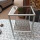 Table d'appoint en aluminium, vitres fumées