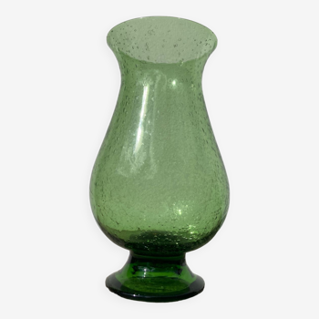 Blown bubble glass vase Biot green 1960 1970