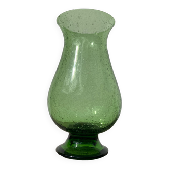 Vase en verre bullé soufflé Biot vert 1960 1970