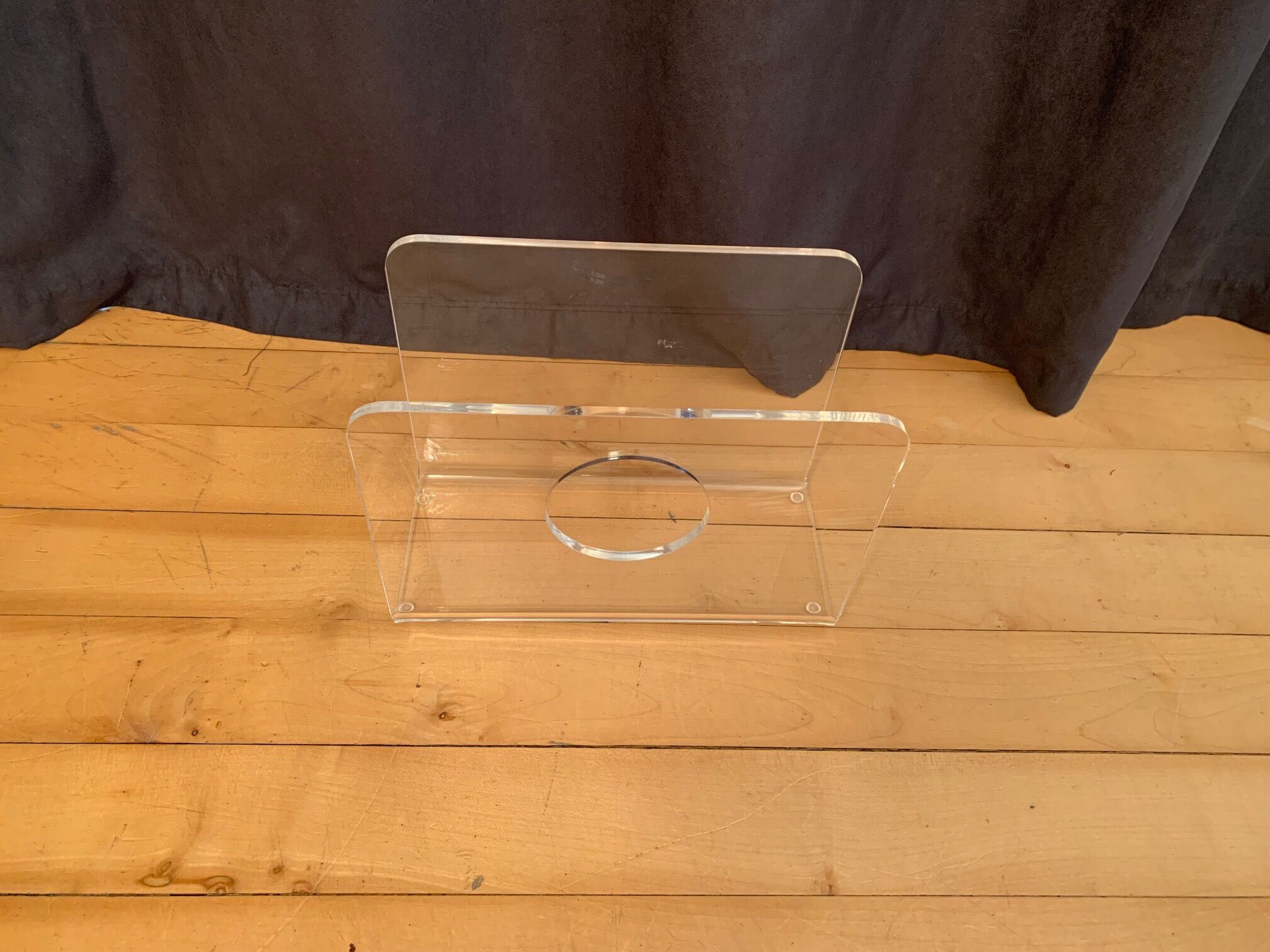 Lucite newspaper stand, 1970s