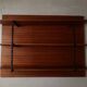 wall-mounted bookcase in wood and black metal, Scandinavian design 1970