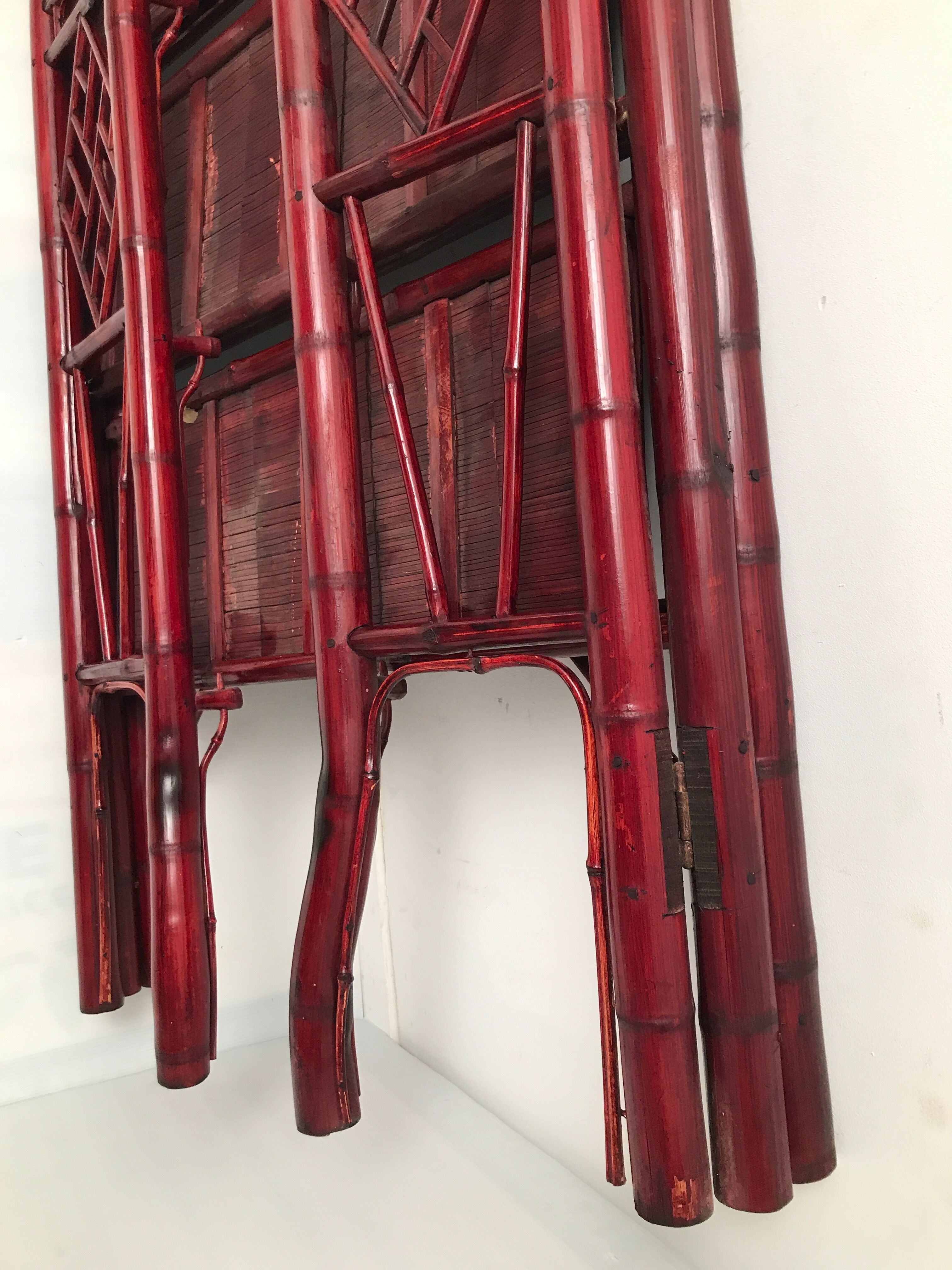 Vintage bamboo and rattan folding shelf