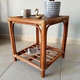 Vintage side table in rattan and bamboo