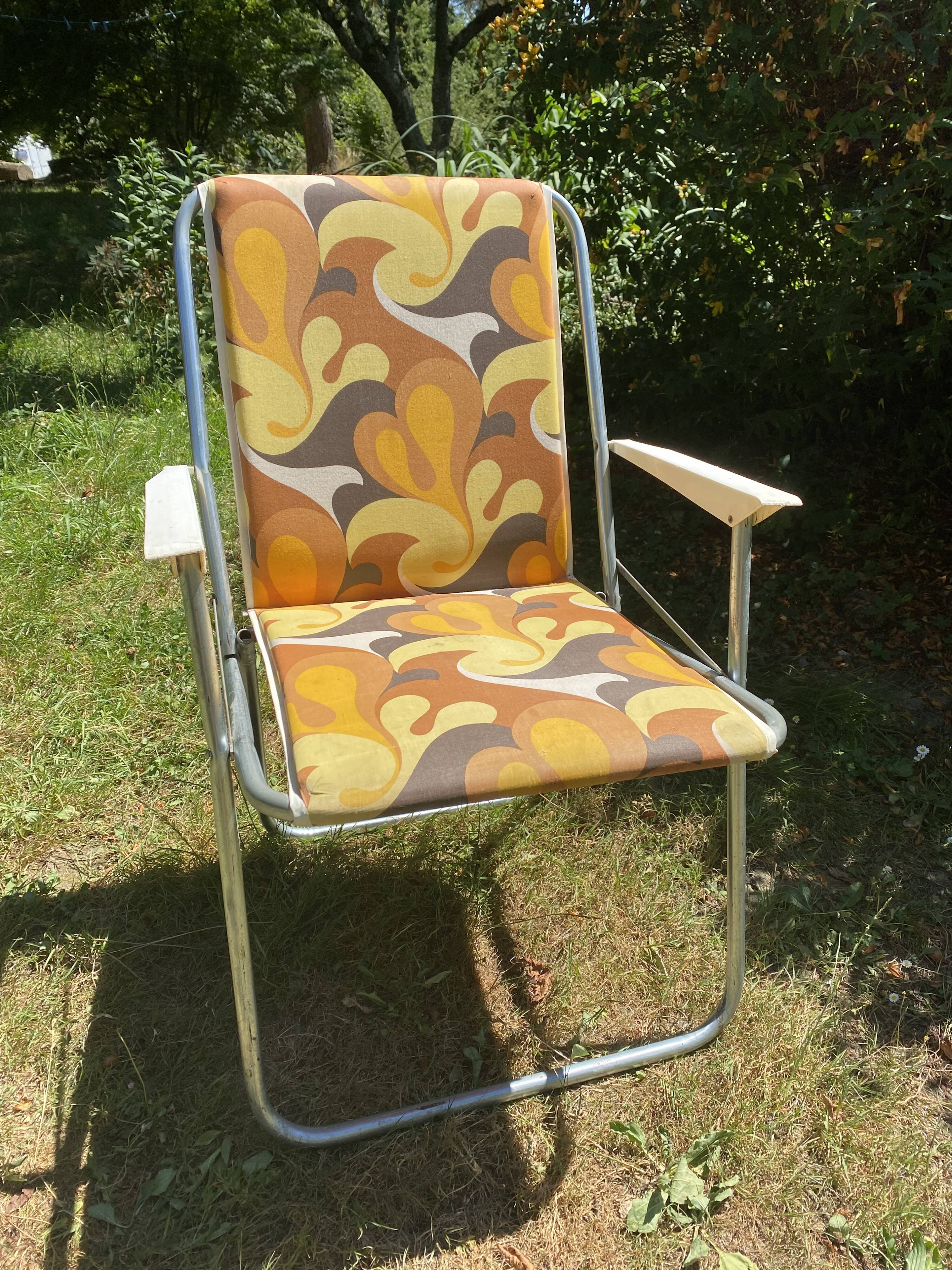 Folding camping chair, 70s garden armchair