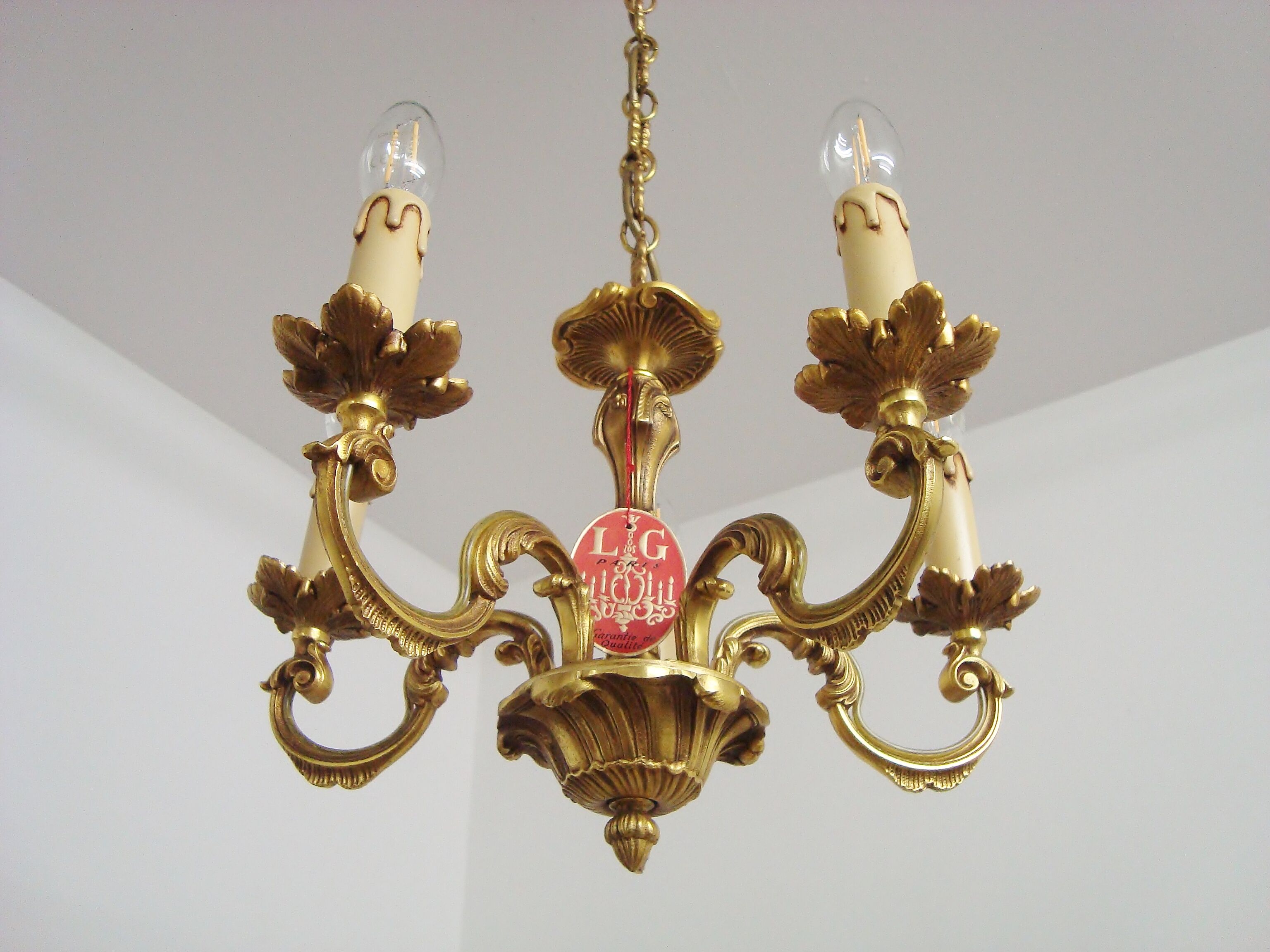Lustre vintage Lucien Gau Paris en bronze