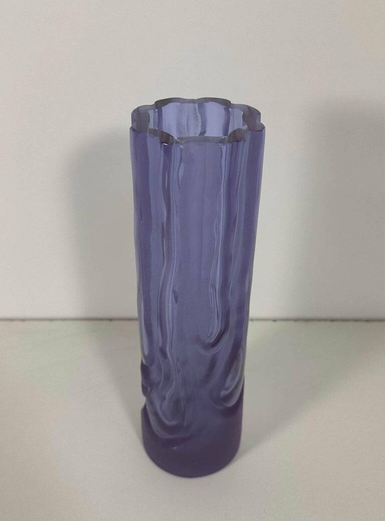 Italian Vintage Satinato Violet Murano Glass Vase, 1970s