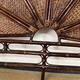 Rosette headboard in vintage rattan and canework