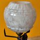 Art Deco lamp in metal and speckled blue opaline glass globe