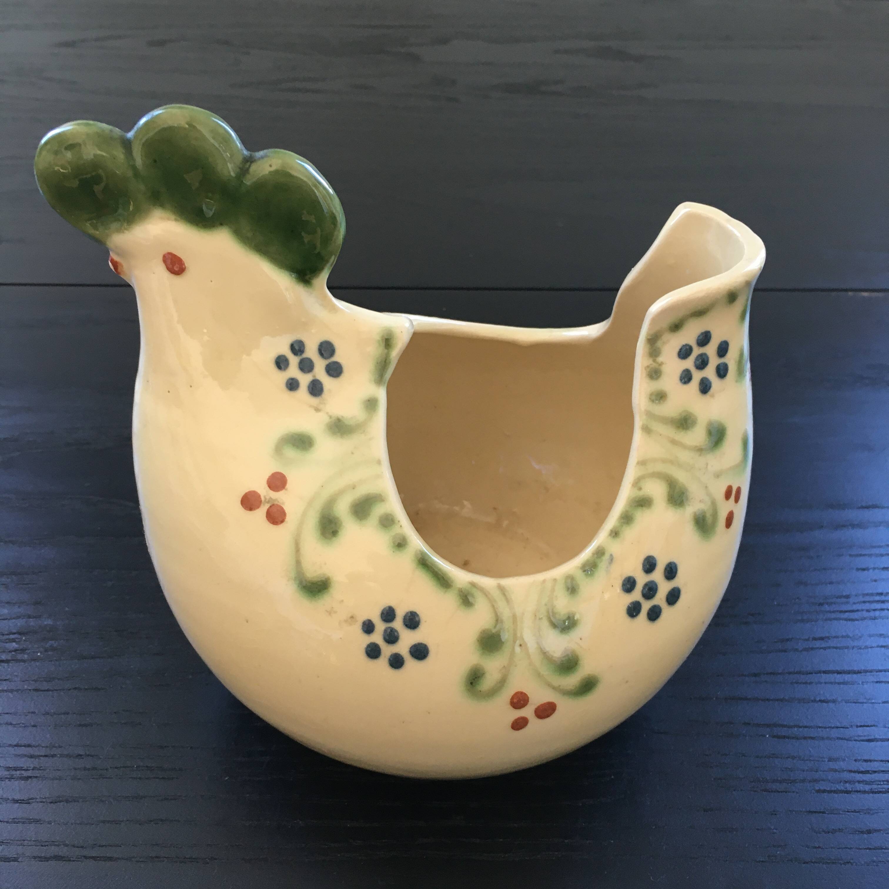 Floral chicken-shaped planter