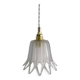 Vintage carved glass pendant lamp