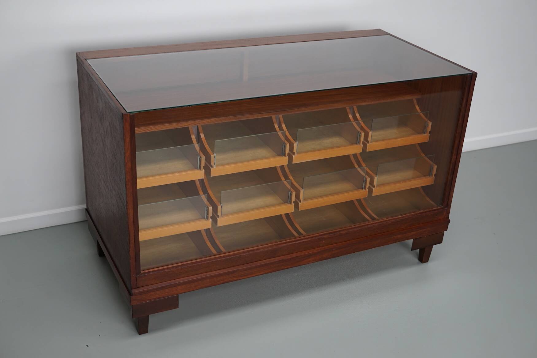 Vintage oak haberdashery cabinet or shop counter, 1950/60