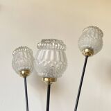 Large tripod floor lamp in black metal with 3 molded glass globes LAMP-7296