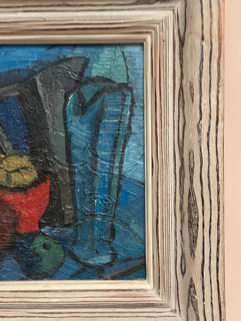 Original Swedish Oil on Panel - 'Still Life with Jugs and Fruits' by Stig Thiderman - Signed - Vintage - Framed