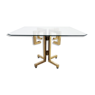 Geometrical brass dining table, 1970s