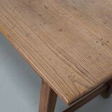 Grande table à manger rustique française du XIXe siècle en orme et chêne