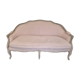 Louis XV style bench sofa in pink fabric and burlap
