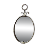 Oval mirror in handcrafted wrought iron, mid-century brutalist vintage from the 50s-70s.
