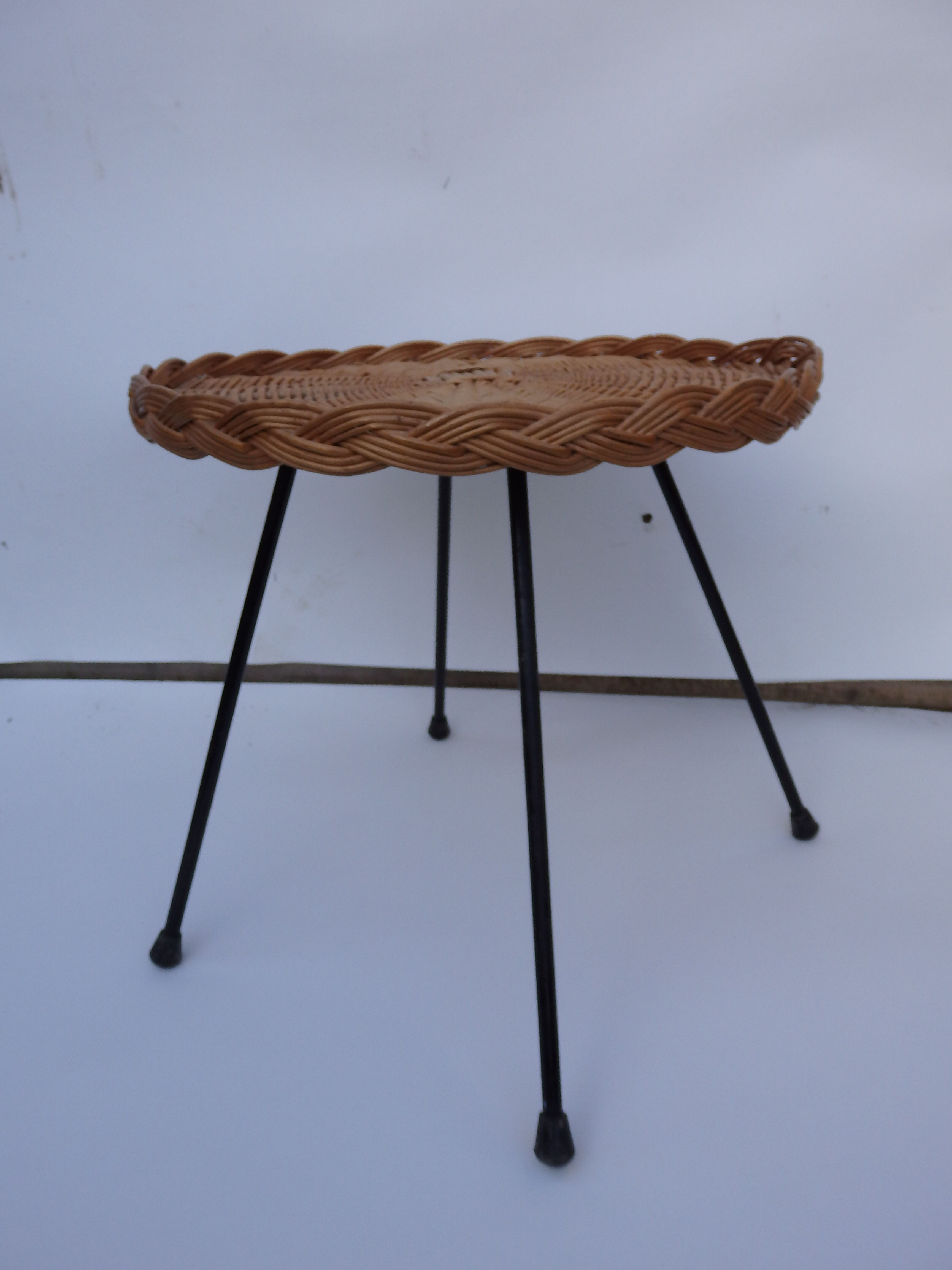 Vintage wicker rattan coffee table