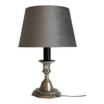 LAMPE Bougeoir ACIER et VELOURS