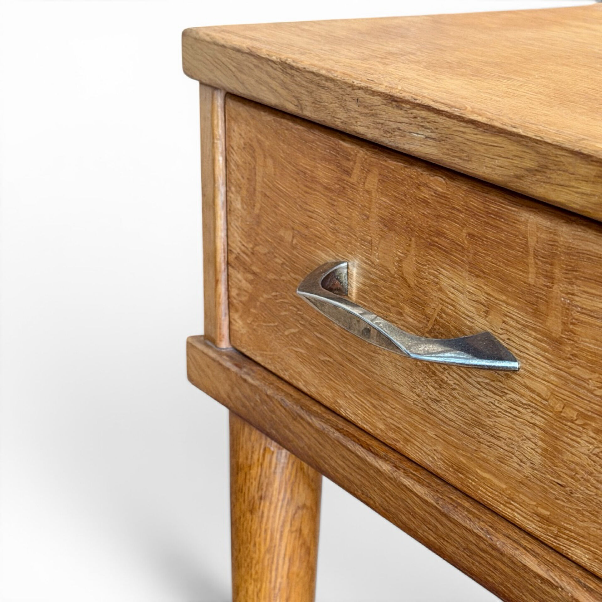 Vintage bedside table, solid oak, 1950s.