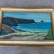 Marine painting by Désiré-Lucas, early 20th century, oil on canvas.