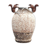 André Villien art deco ceramic vase silver bronze trim 1930