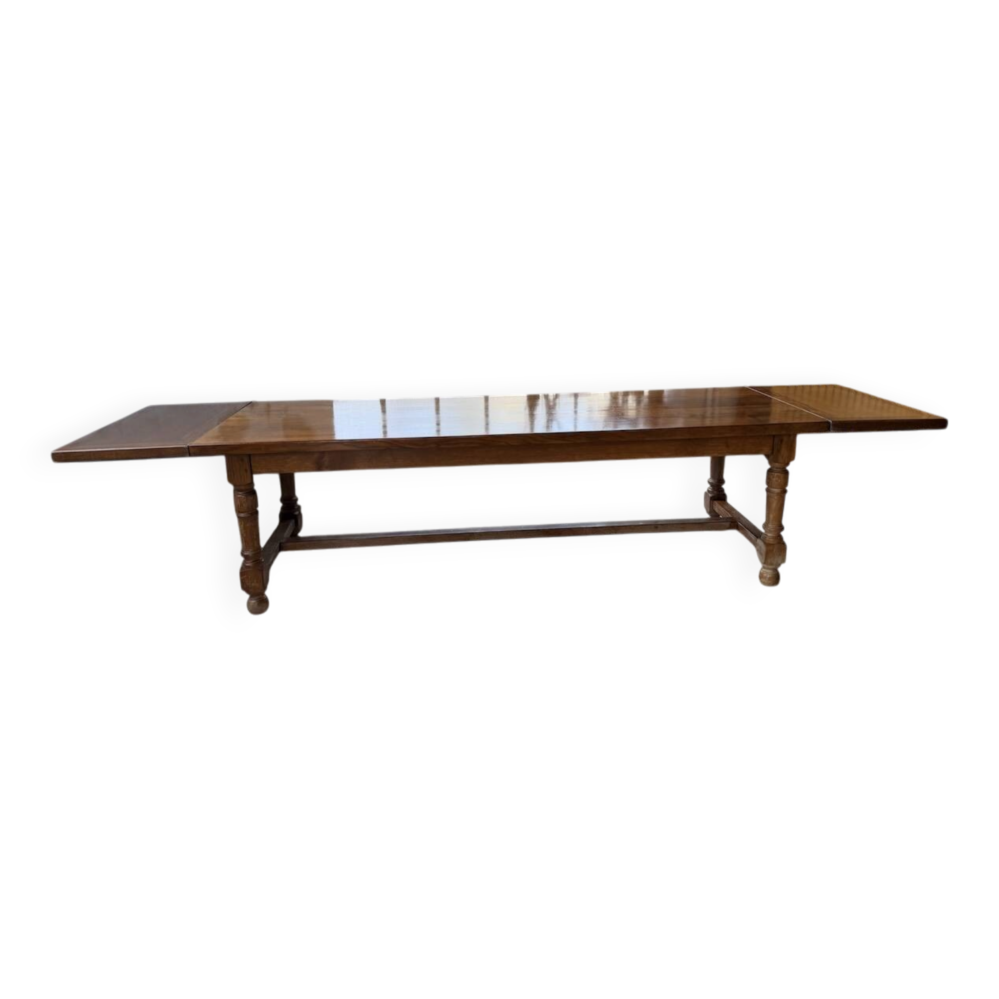 Dining table in drapery style, walnut, 2.5m/3.5m, 1900.