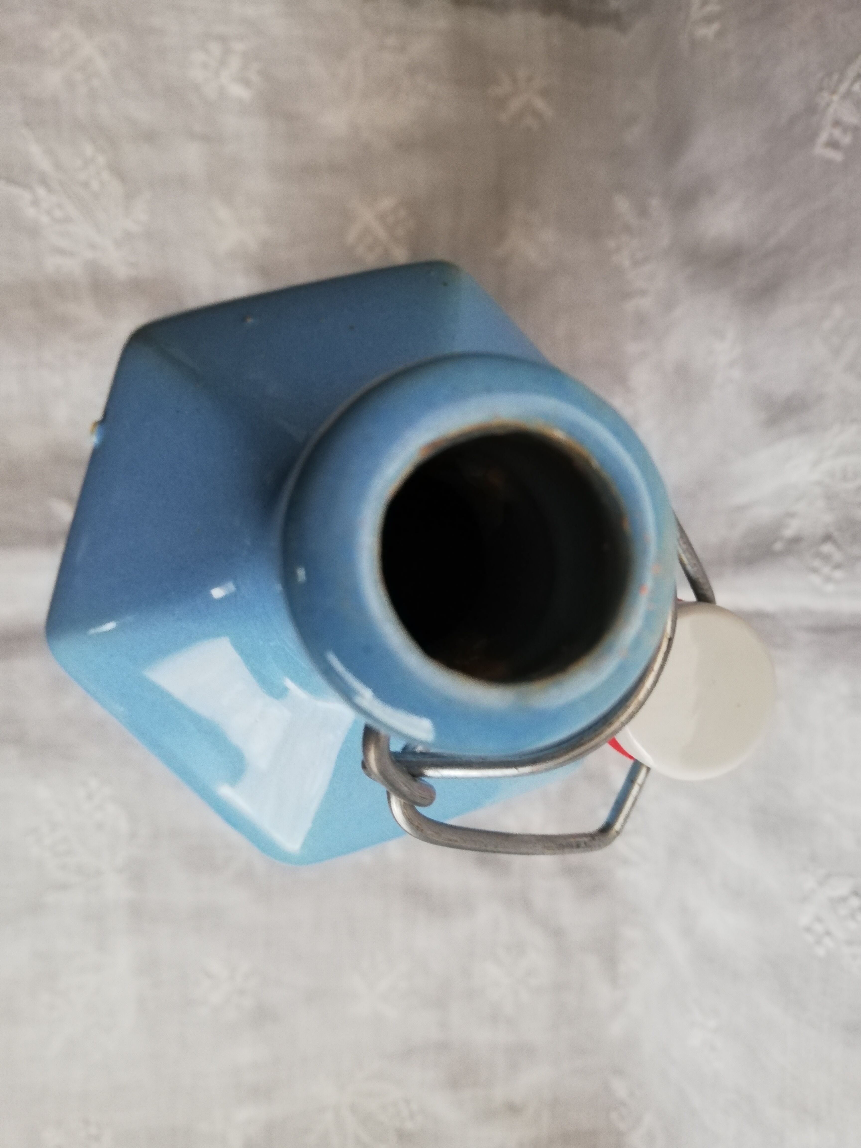 Blue ceramic hot water bottle
