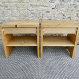 Pair of pine bedside tables from Les Arcs by Charlotte Perriand, 1960s-70s