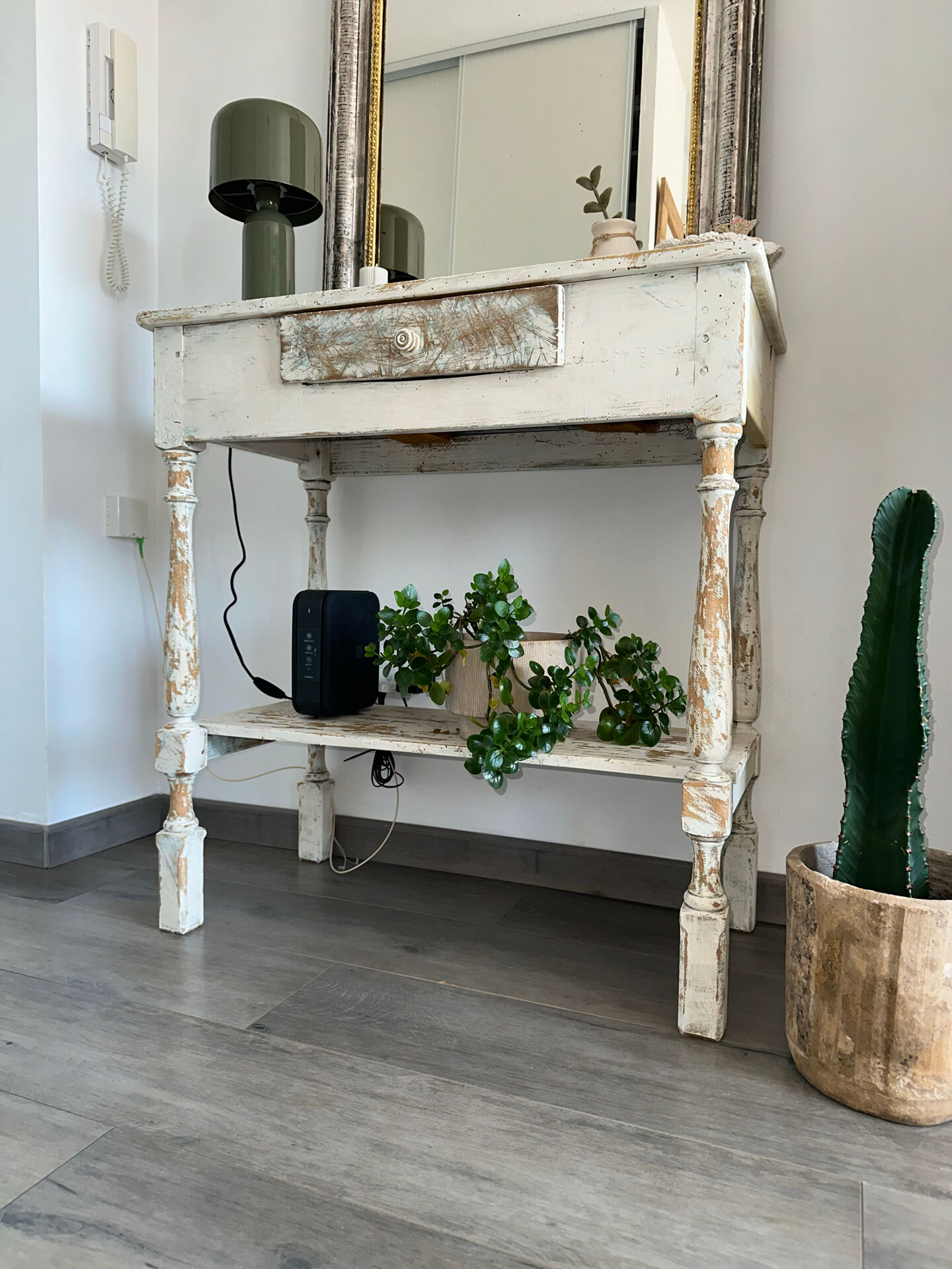 Patinated wooden work table